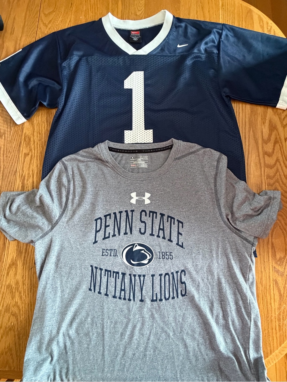 Boys Size Large Nike Penn State #1 Football Jersey & Under Armour Tee Men’s Sz S